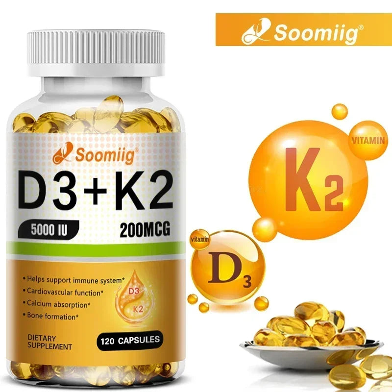 Vitamin D3 5000IU + K2 MK-7 200mcg Capsules | Bone & Immune