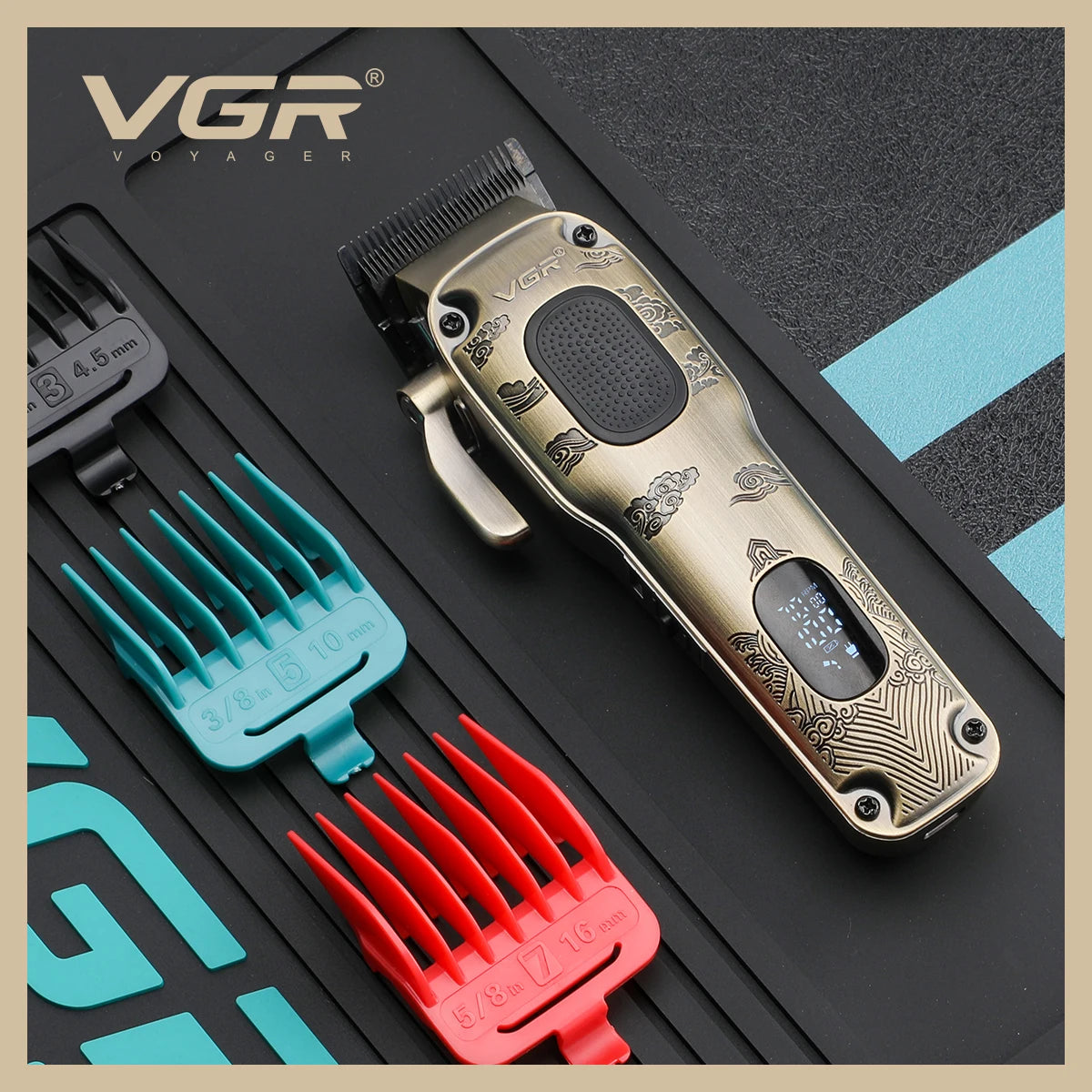 VGR new metal retro hair clipper intelligent LED digital display powerful power hair trimmer hair salon home push shear V-027 Peaceful Pleasures Health and Wellness