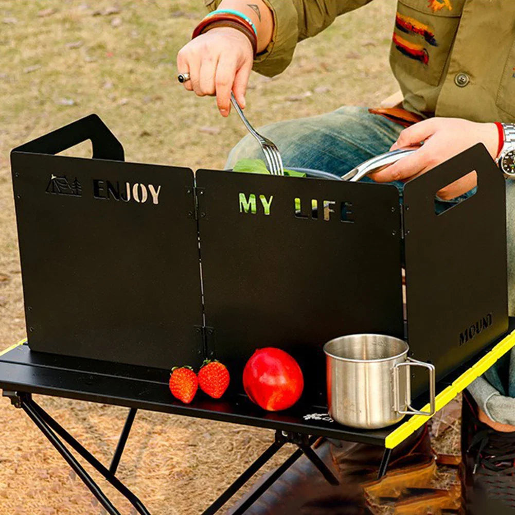 Folding Steel Camping Stove Windshield | BBQ Windscreen