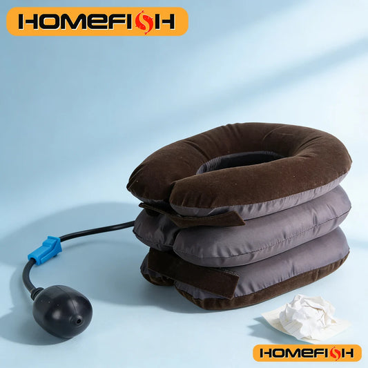 Inflatable Neck Stretcher – 3-Tube Cervical Traction Support Brace Cervical Traction Brace Peaceful Pleasures Health and Wellness