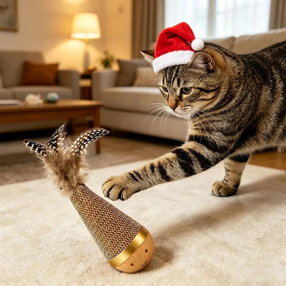 Cat Roly Poly Feather Tumbler Toy – Interactive Indoor Play