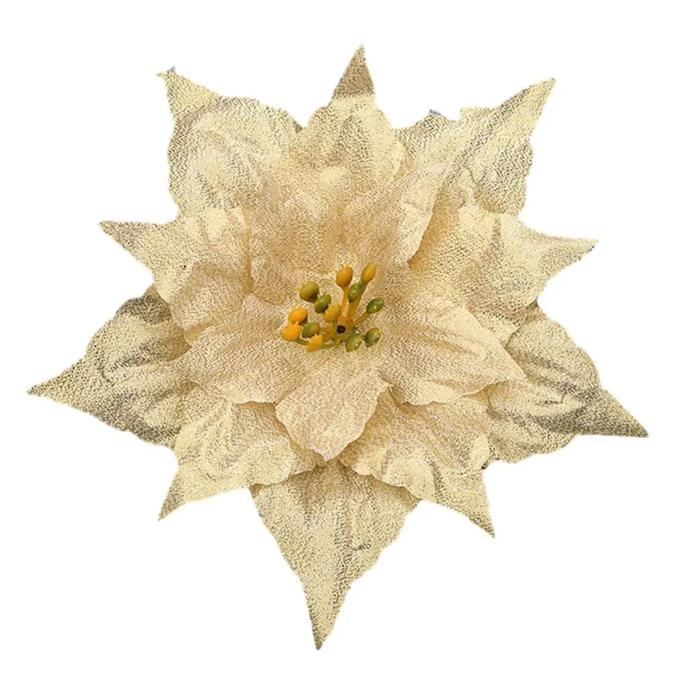 Glitter Poinsettia Christmas Flower Decoration 20cm | 10 Colors