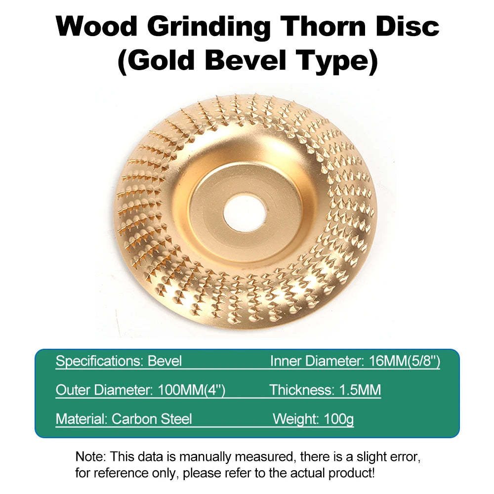 4Inch Woodworking Angle Grinder Molding Wheel High-Carbon Steel Wood Shaping Disc Stump Grinder Angle Grinder Wood Carving Disc Peaceful Pleasures Health and Wellness Bevel Type