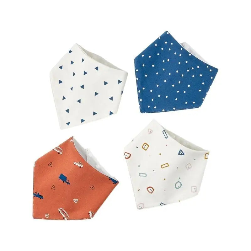 Baby Bandana Bibs 4-Pack | Waterproof Cotton Drool Bibs