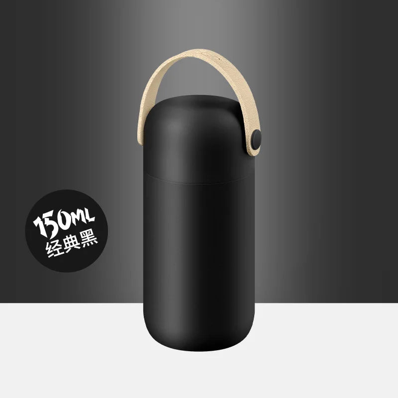 Macaron Mini Pocket Thermos Cup 150ml | Vacuum Insulated Flask Mini Thermos Flask Peaceful Pleasures Health and Wellness black 150ml