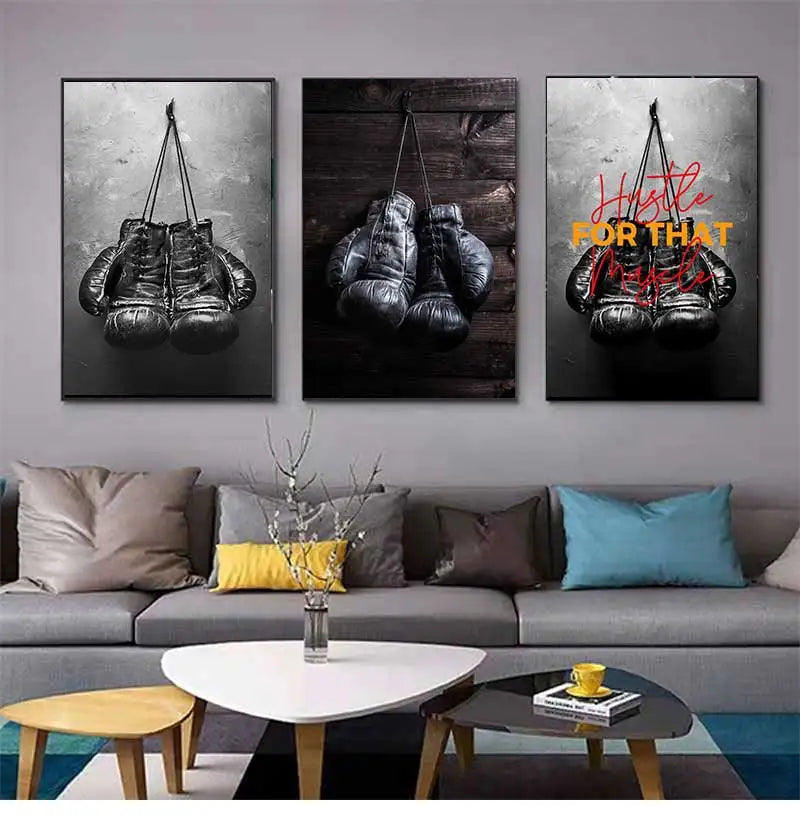 Style Picture Wall Art Modular Home Decoration Painting Print Poster for Living Room Cuadros Boxing Gloves Vintage Canvas Nordic Peaceful Pleasures Health and Wellness