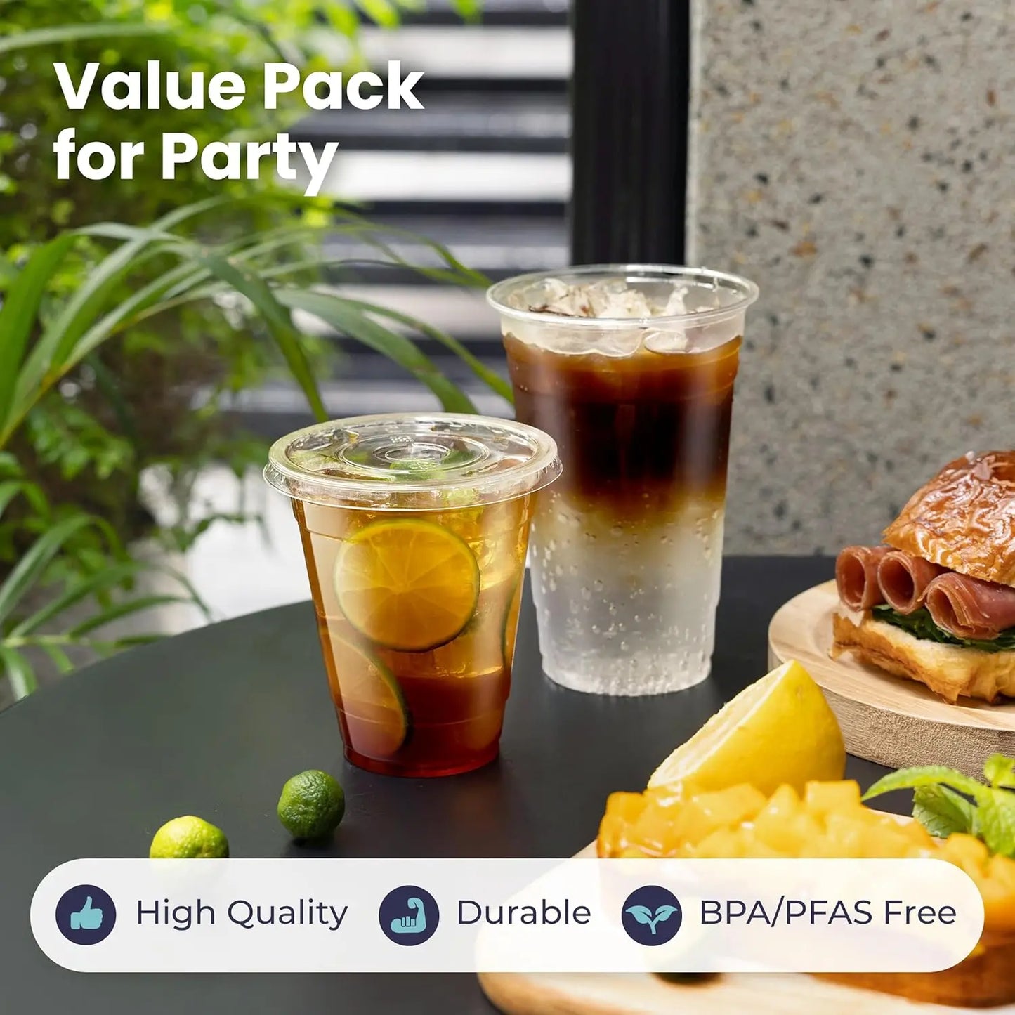 20 Clear Plastic Fruit Cups with Flat Lids PET Disposable Parfait Crystal Cups Suitable for Ice Coffee Juice and Beer Tumblers Peaceful Pleasures Health and Wellness