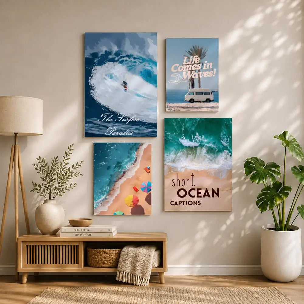 Scenery B-Beach Sea OceanS Poster HD Self Adhesive Waterproof Wall Art Ideal for Home Office Dorm Bedroom Great Gift Peaceful Pleasures Health and Wellness