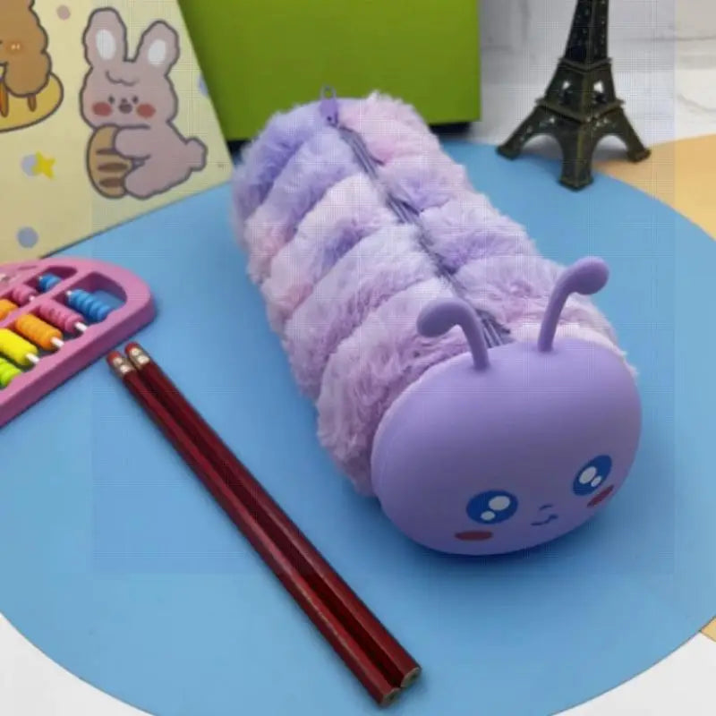 Cute Cartoon Plush Pencil Case – Large Capacity Storage Bag