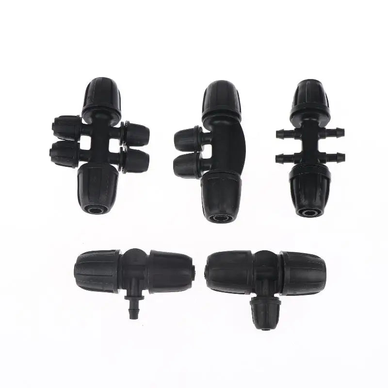Versatile Black 5PCS PE Pipe Connector 1/2 Inch 3 4 6 Way Fittings Leakproof Durable for Drip Irrigation Garden Watering System Peaceful Pleasures Health and Wellness