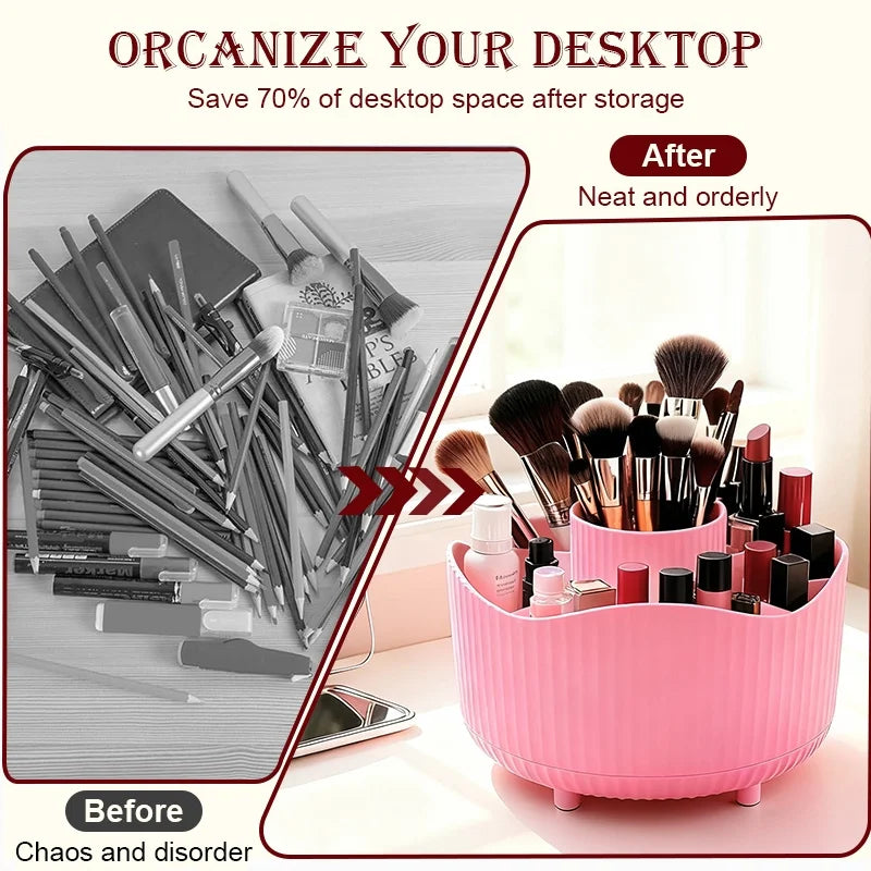 360° Rotating Makeup Organizer – Brush & Lipstick Holder