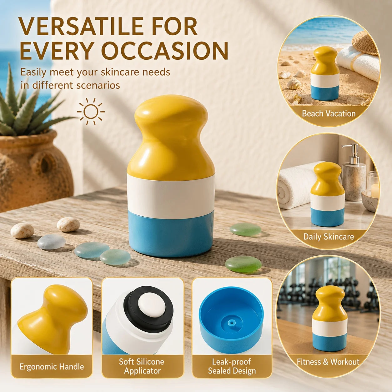 Refillable Sunscreen Dispenser Roller Applicator Twistup Container