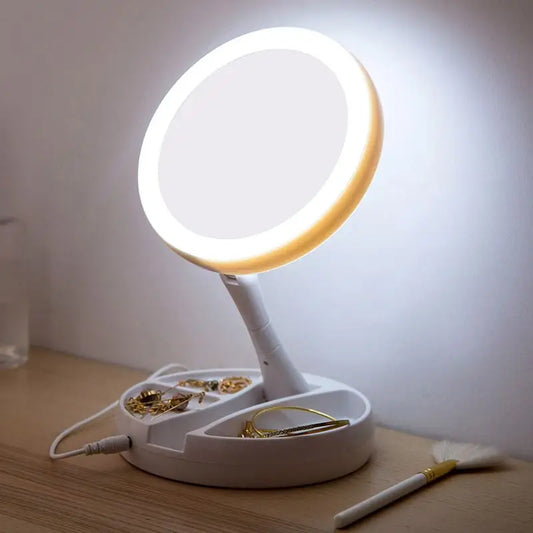 LED Makeup Mirror 10X Magnifying Foldable Travel Mirror Lights LED Makeup Mirror Peaceful Pleasures Health and Wellness