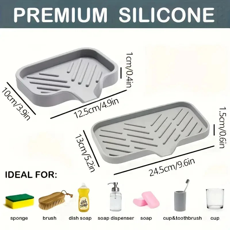 Silicone Faucet Mat Kitchen Sink Tray Soap Dispenser Sponge Drain Pad Sink SplashDrying Mat Countertop Storage Tray SoapTray Peaceful Pleasures Health and Wellness