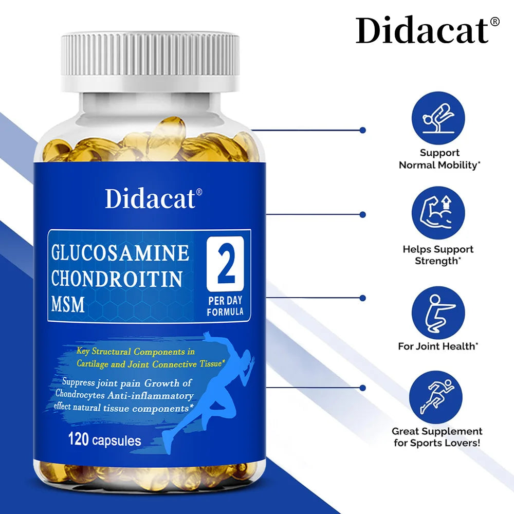 Glucosamine Chondroitin MSM Capsules with Collagen & Boswellia, Joint Cartilage Mobility & Flexibility Daily Wellness Supplement Peaceful Pleasures Health and Wellness