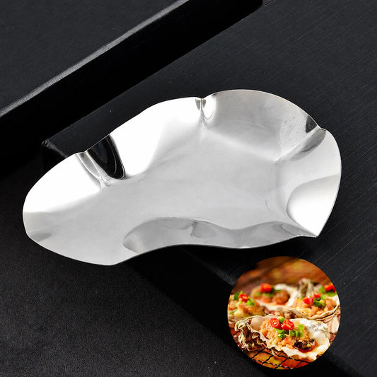 Stainless Steel Oyster Shell Plate | Seafood Serving Dish & Tray Seafood Serving Plate Peaceful Pleasures Health and Wellness