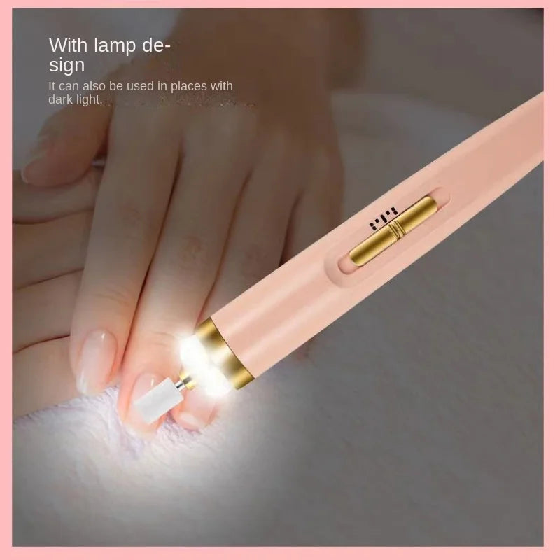 Electric Nail Grinder Nail Polishing Machine with Light Portable Mini Electric Manicure Art Pen Tools with Box for Gel Removing Peaceful Pleasures Health and Wellness
