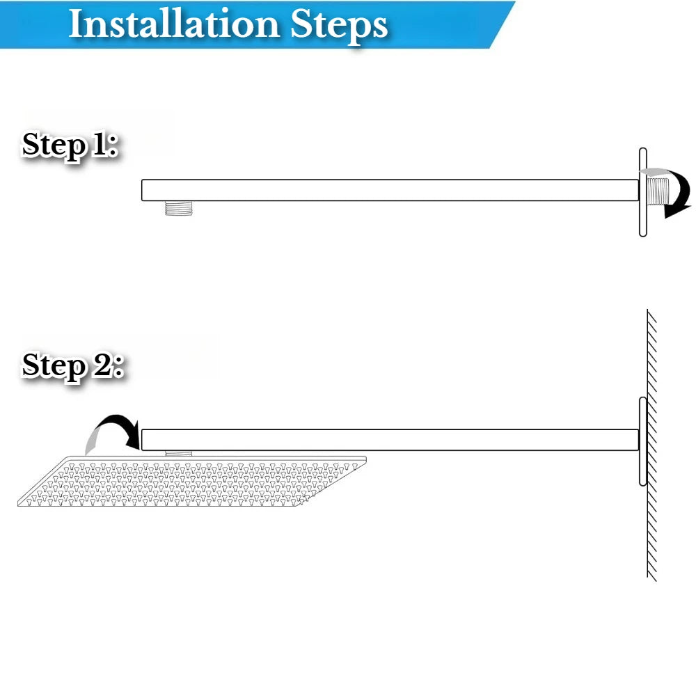 Shower Arm G1/2 Shower Arm Square Stainless Steel 30CM 40CM Wall Mounted Rain Shower Extension Arm Bathroom Accessories Peaceful Pleasures Health and Wellness