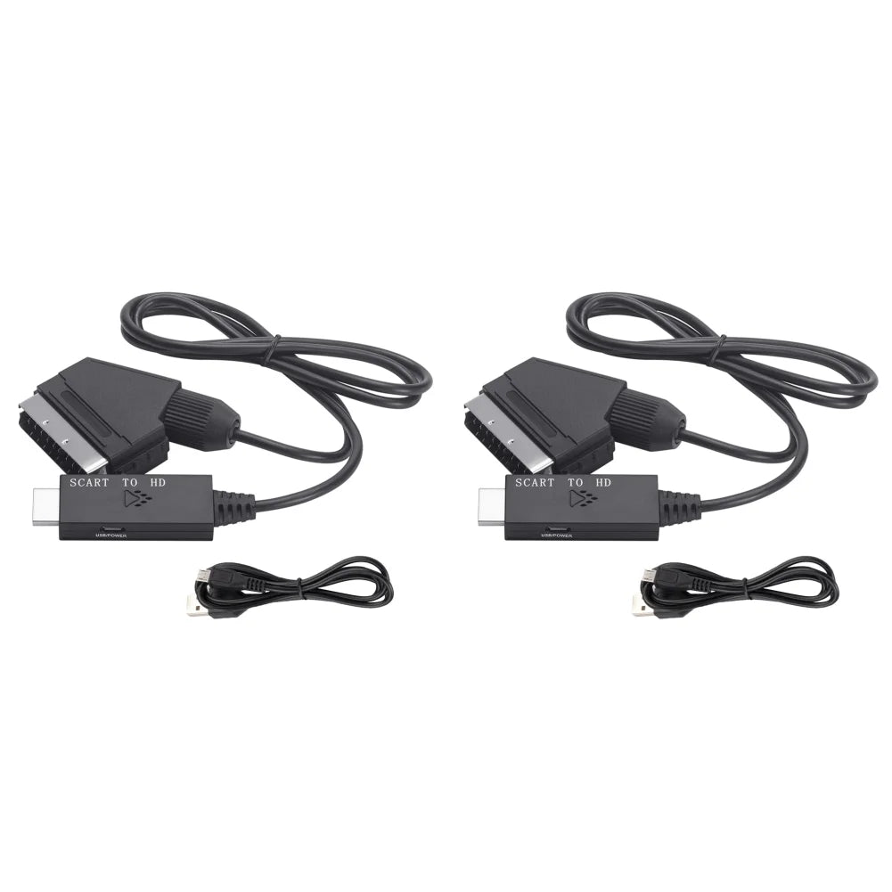 SCART to HDMI-compatible Converter Cable Video Audio Converter Adapter Scart in HDM Out Suport 720P/1080P Switch for HDTV DVD Peaceful Pleasures Health and Wellness 2PCS