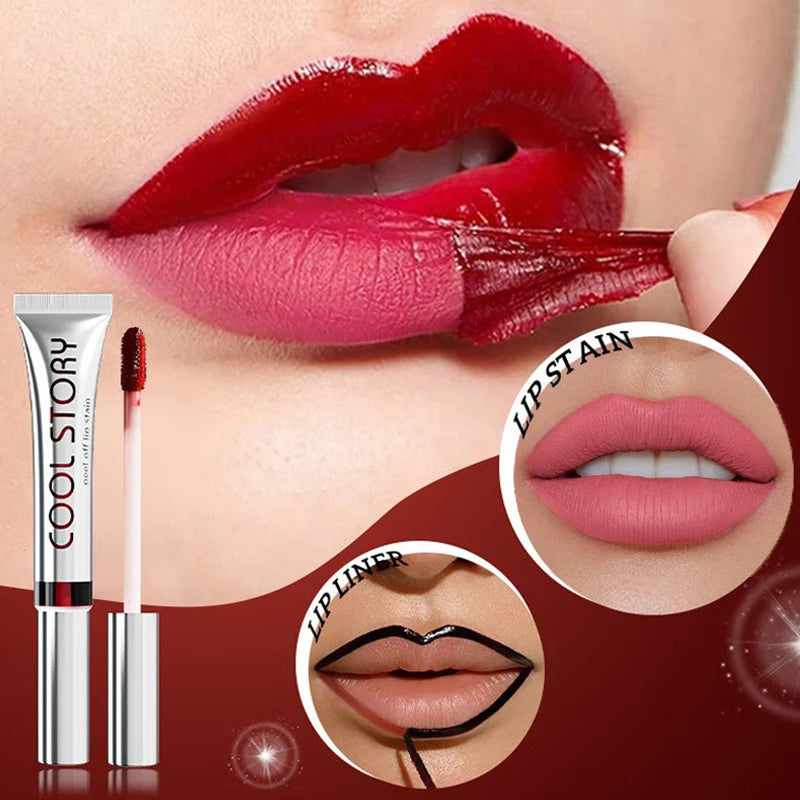 2-in-1 Matte Peel-Off Lip Stain & Liner | Long-Lasting Color