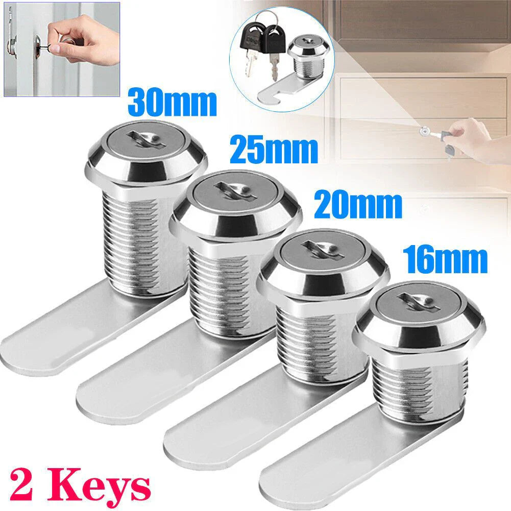 Zinc Alloy Cam Lock for Cabinets, Drawers & Mailboxes + 2 Keys