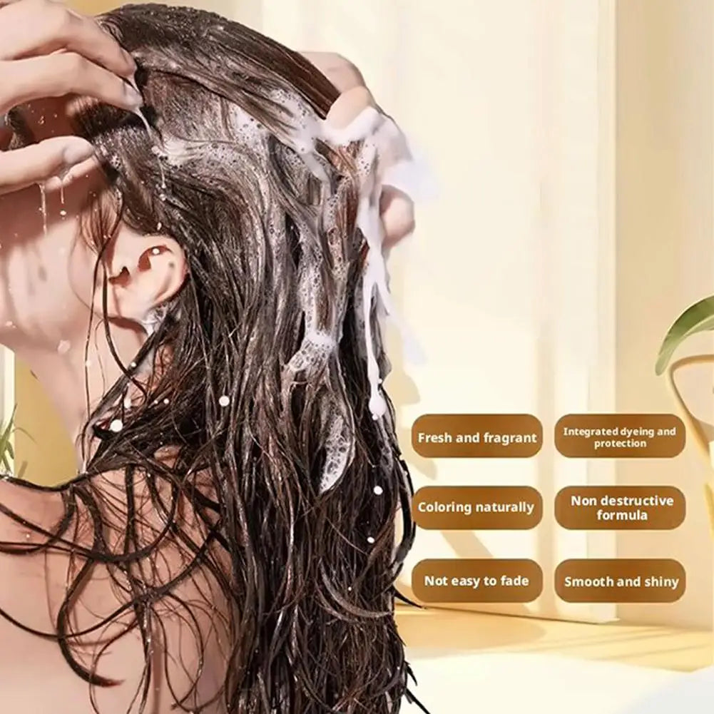 Plant-Based Hair Color Shampoo 210ml – Nourishing Floral Fragrance Hair Dye for Gray Coverage & Vibrant Color Peaceful Pleasures Health and Wellness