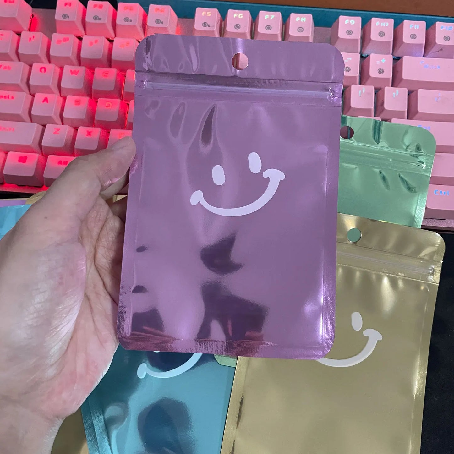 50Pcs Holographic Mylar Bags | Smell Proof Resealable Clear Window