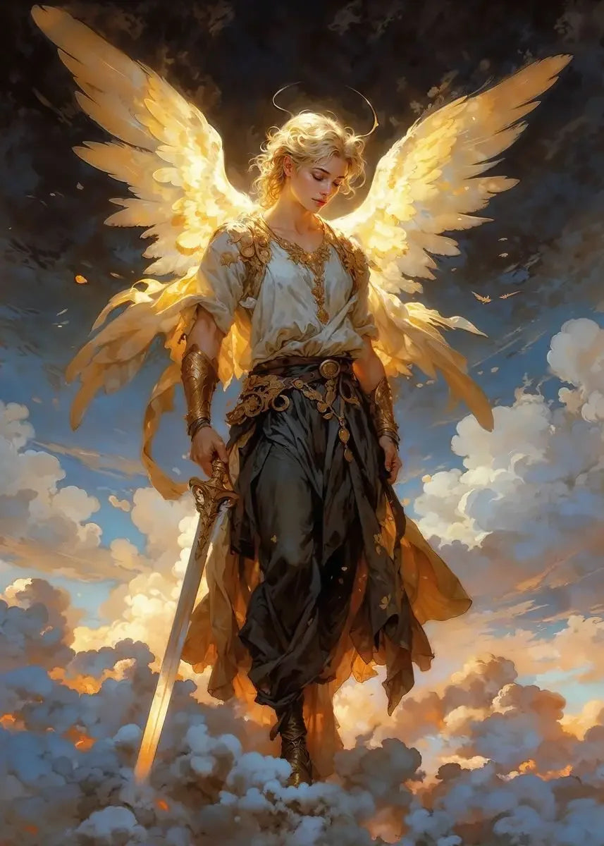 Nordic Religious Art Benevolent Portrait Of The Virgin Mary Archangel Canvas Painting, Wall Art for Living Room Home Decor Peaceful Pleasures Health and Wellness