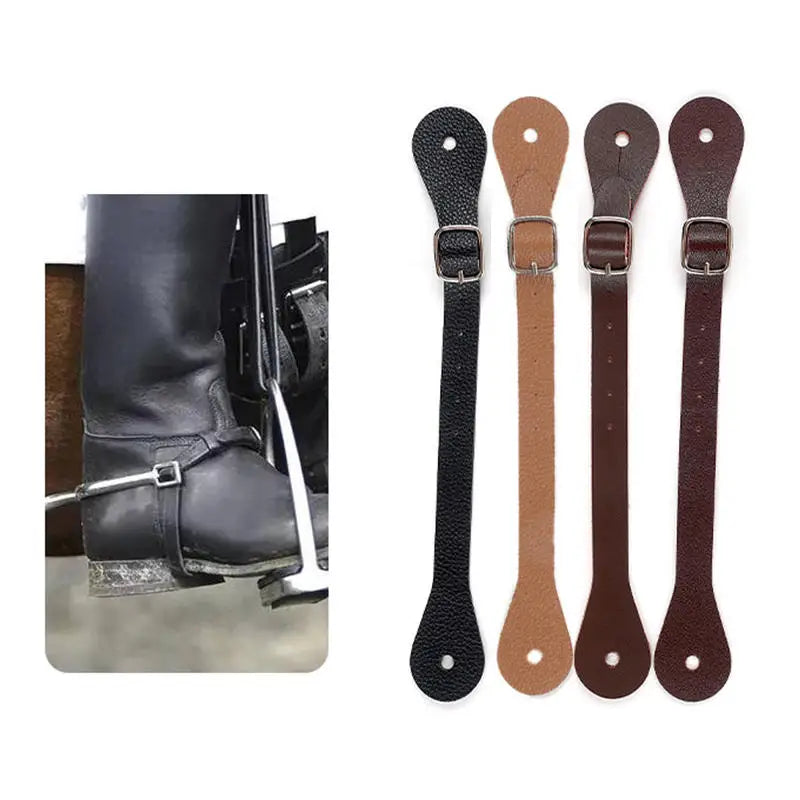 Equestrian Spur Straps Adjustable Leather Horse Riding Spur Straps with Buckle for Horse Riding Outdoor Equestrian Equipment Peaceful Pleasures Health and Wellness