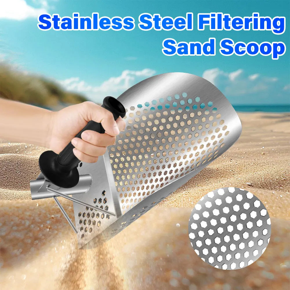 Protable Beach Sand Scoop Shovel Metal Detector Sand Scoops Treasure Detecting Metal Detector Hunting Stainless Steel Tool Hex Peaceful Pleasures Health and Wellness