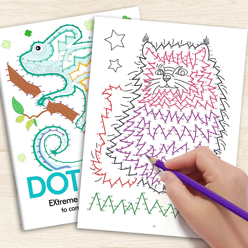 32 Pages Extreme Dot Coloring Book Kids Adults Connect Dots Puzzle