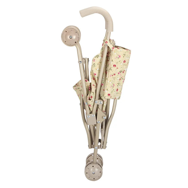 Floral Folding Doll Pram Stroller with Bag | Birthday Gift