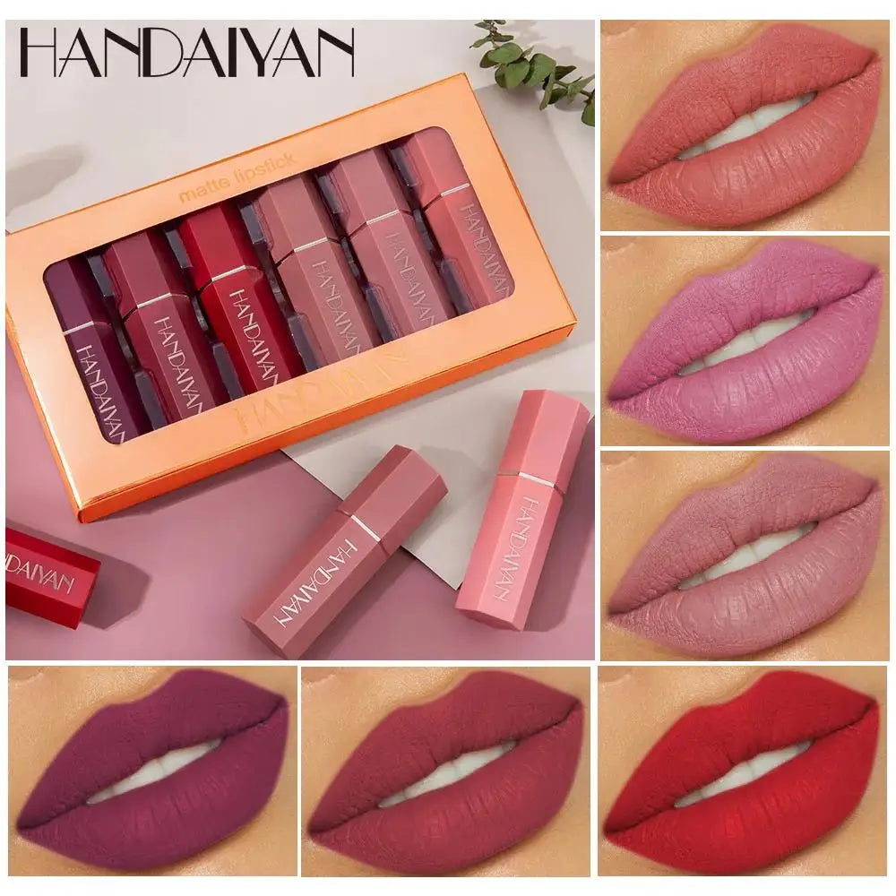 Handaiyan 6-Pc Matte Velvet Nude Lipstick Set – Waterproof