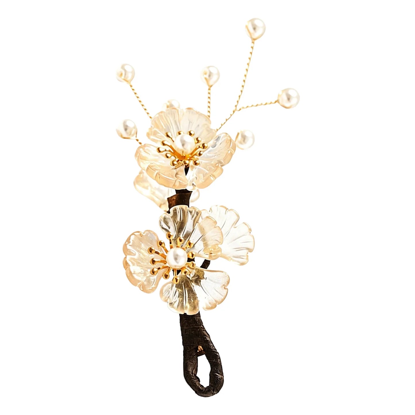 Vintage Hairpin With Gradient Glass Flower Design For Hanfu Enthusiasts Peaceful Pleasures Health and Wellness Yellow