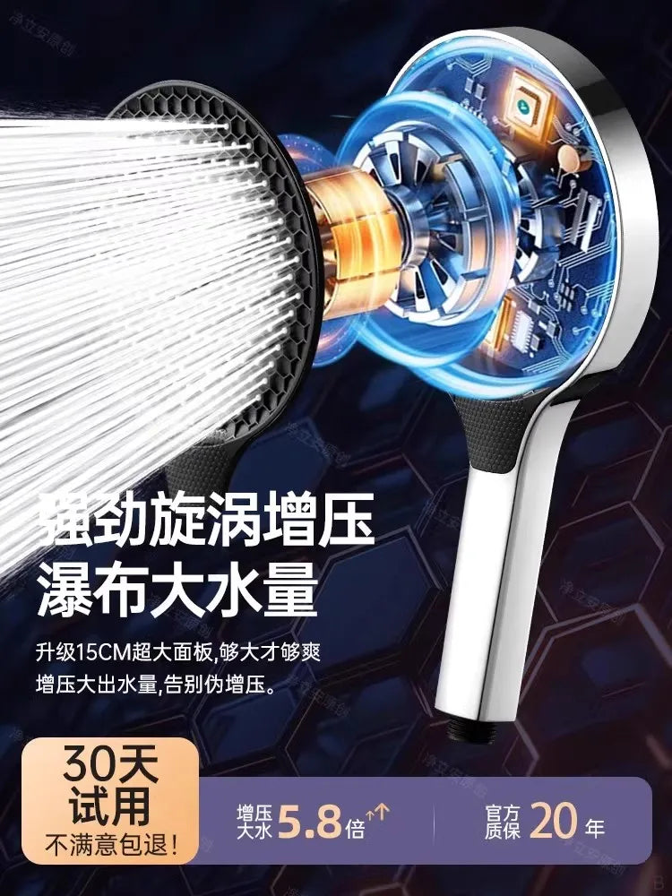 15cm High Pressure Shower Head – 3 Modes, Water Saving