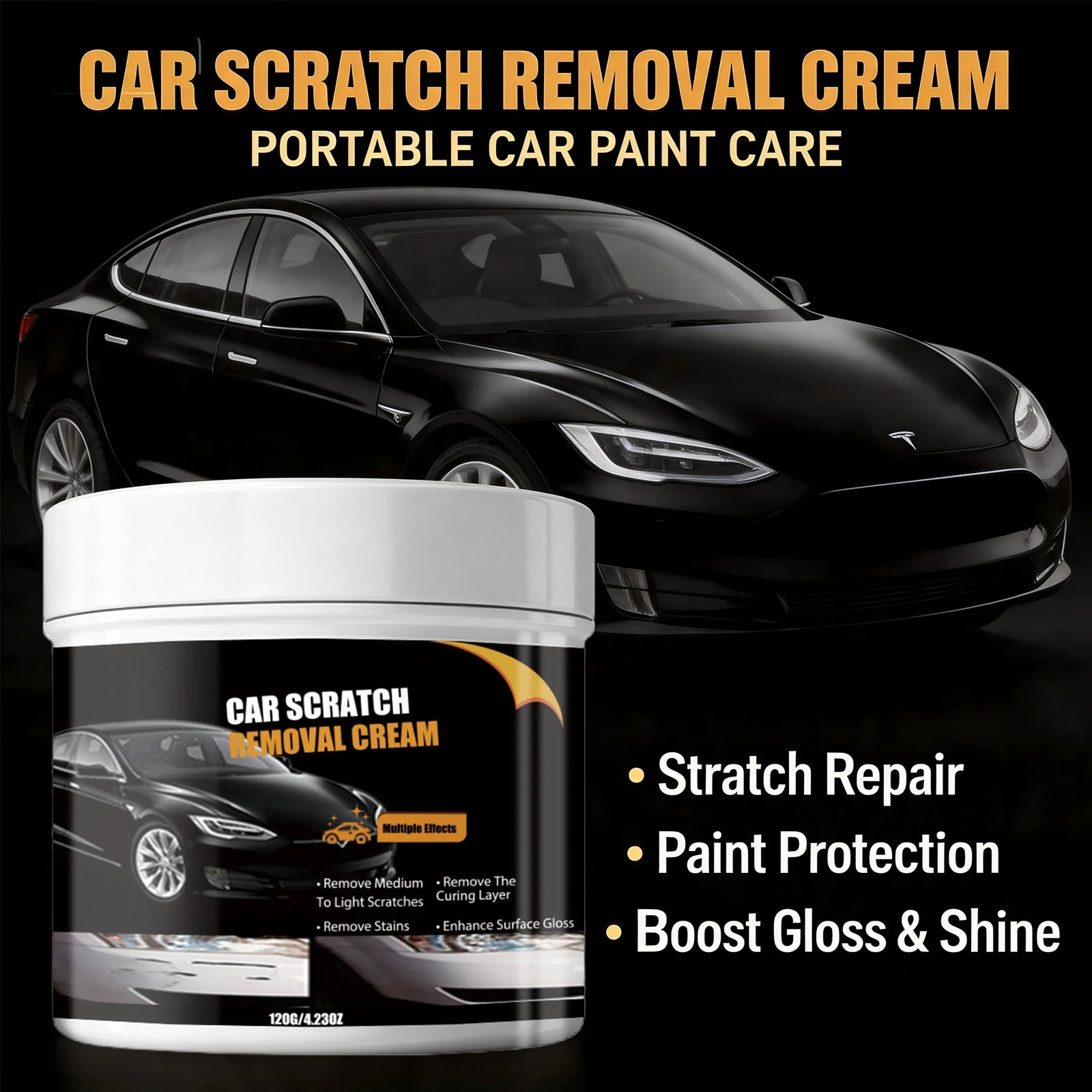Car Scratch Removal Cream for Light/Medium Scratches, Stain Removal Restores Gloss Gentle Paint Polish for All Auto Finishes Peaceful Pleasures Health and Wellness