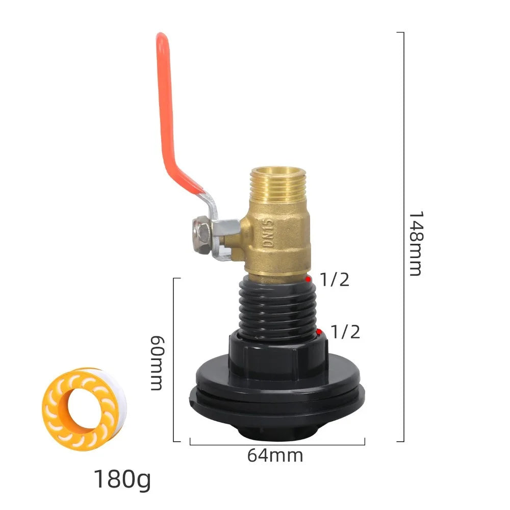 Rain Barrel Overflow Kit – Brass Ball Valve & Hose Adapter