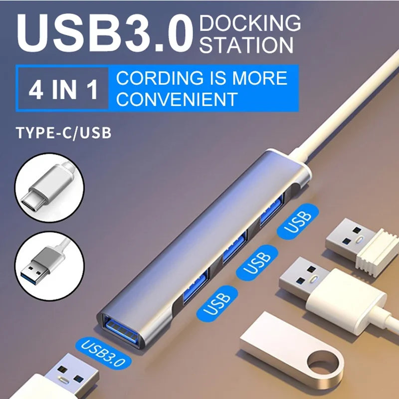 USB 3.0 4-Port Type-C Hub Splitter 5Gbps | PC & MacBook