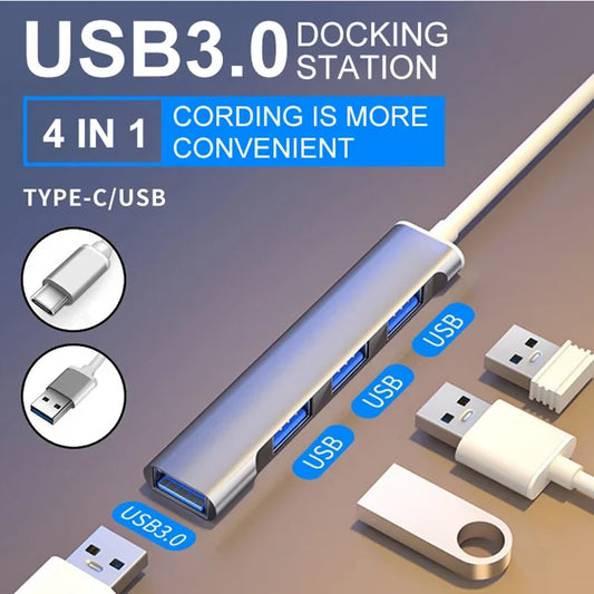 USB 3.0 4-Port Type-C Hub Splitter 5Gbps | PC & MacBook