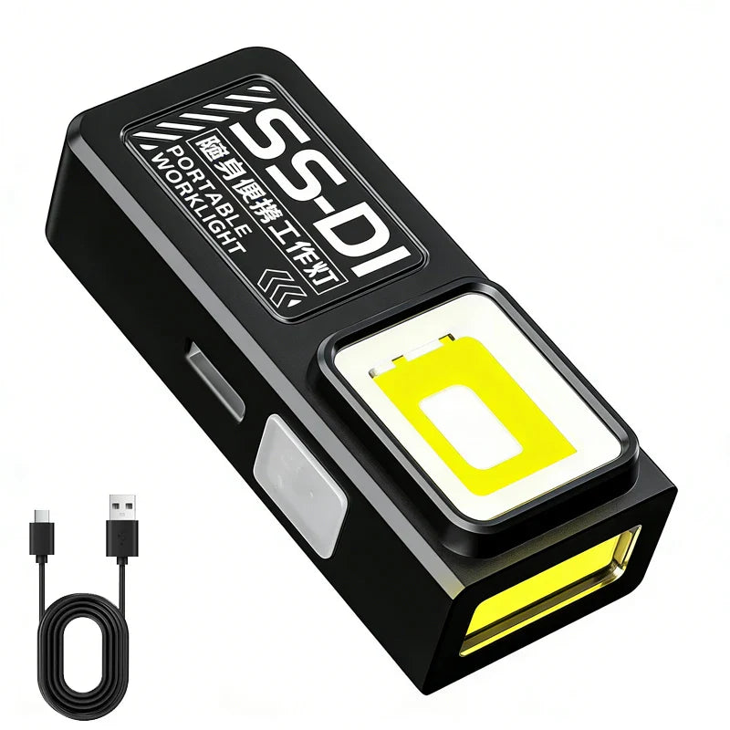 COB LED Pocket Flashlight 8 Modes Magnetic Clip Type-C USB