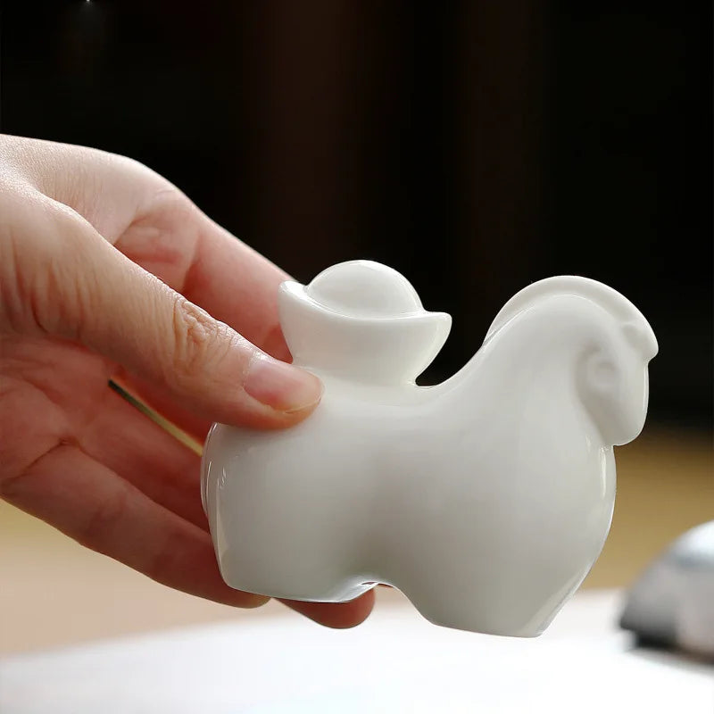 Chinese Lucky Tangma Tea Pet Ornament | Suet Jade Ceramic Ceramic Tea Pet Ornament Peaceful Pleasures Health and Wellness