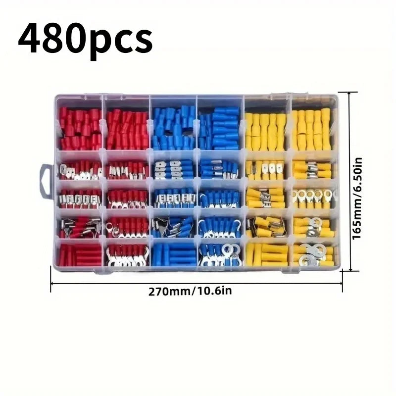 Insulated Electrical Terminal Kit – Spade Ring Fork Butt Connectors Peaceful Pleasures Health and Wellness QS183-480pcs