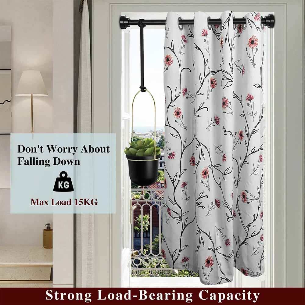 Adjustable Shower Curtain Rod 85-195cm Telescopic Tension Spring No Drilling Premium Stainless Steel Non-Slip Bathroon Poles Peaceful Pleasures Health and Wellness