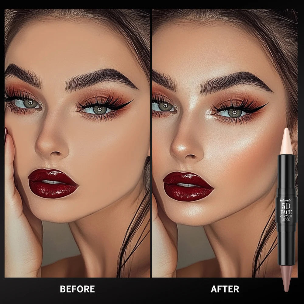 Contouring Stick with Double-headed Concealer Highlighter for Three-dimensional Nose Bridge Shadow V Face High Nose Bridge Peaceful Pleasures Health and Wellness
