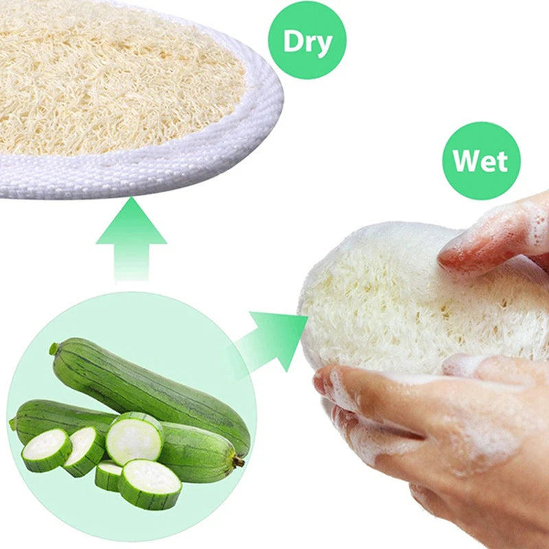 Natural Loofah Exfoliating Bath Gloves & Facial Scrub Pad
