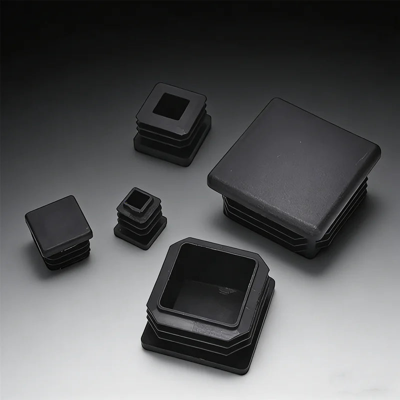 10Pcs Black Square Plastic End Caps – Tube & Pipe Box Section