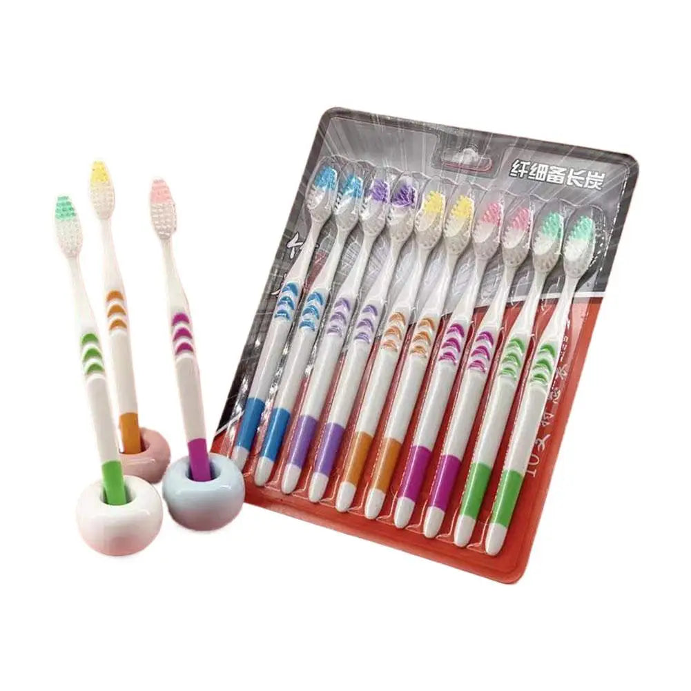 10-Pack Bamboo Charcoal Soft Toothbrush Set – Deep Clean