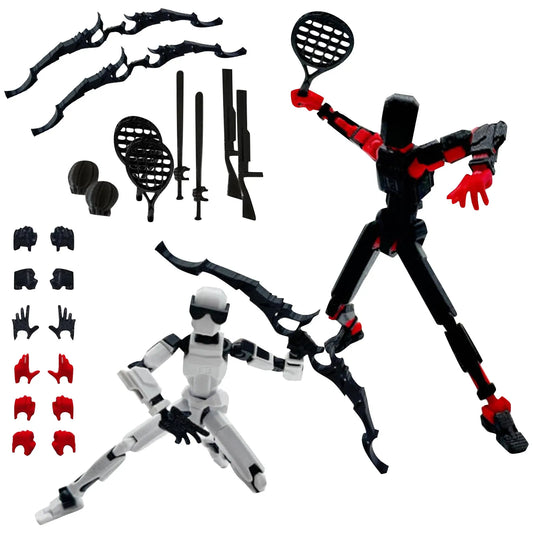 13-Joint Robot Action Figure Set with 6 Weapons | Posable Robot Action Figure Peaceful Pleasures Health and Wellness 2PCS 2 One Size