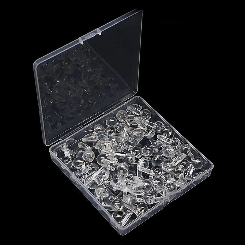Bulk 30pcs Clear Black Plastic Push Pins with Hooks, Decorative Reusable Thumbtacks for Notice Board, Office Cork Board Peaceful Pleasures Health and Wellness 30pcs