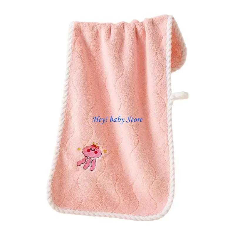 Kids Coral Fleece Hand Towel – Soft Animal Print for Toddlers